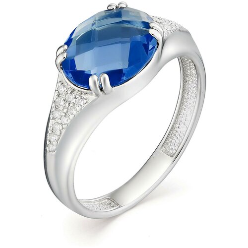 фото Алькор кольцо с сапфиром и фианитами из серебра 01-0658-00кс-00, размер 16.5