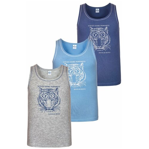фото Майка baykar, 3 шт., размер 122/128, серый, голубой