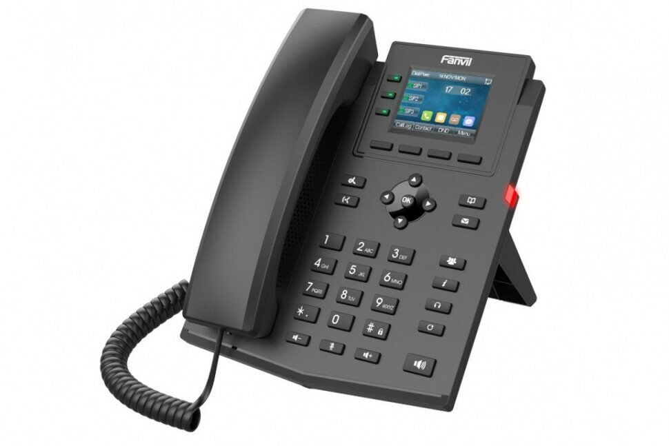 Телефон Fanvil IP , 2xEthernet 10/100, LCD 320x240, цветной дисплей 2,4, 4 аккаунта SIP, G722, Opus, Ipv-6, порт для гарнитуры, книга на 1000 записей, 6-ти сторонняя аудиконф., бп (X303) - фото №1