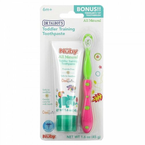 Dr. Talbot' s, Toddler Training Toothpaste with Toothbrush, 6 m+, Tutti Frutti, 2 Piece Set