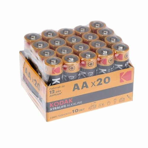 Батарейка алкалиновая, AA, LR6-20BOX, 1.5В, бокс, 20 шт. батарейка eleven aa lr6 алкалиновая bc10 10 шт