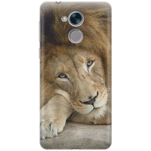 фото Cиликоновый чехол на honor 6с / хонор 6с с принтом "спокойный лев" gosso