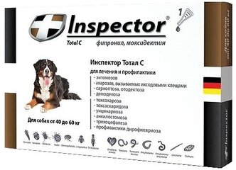 Inspector Total C Капли от блох, клещей и гельминтов для собак от 40 до 60 кг