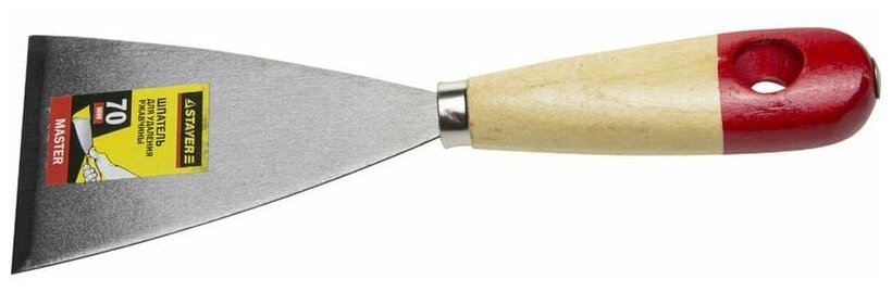 STAYER MAXFlat 70 мм, усиленное стальное полотно деревянная ручка, Шпатель для удаления ржавчины, MASTER (1002-70)