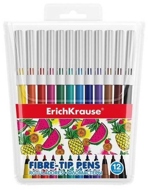 ErichKrause Фломастеры 12 цветов ErichKrause Washable, смываемые, европодвес