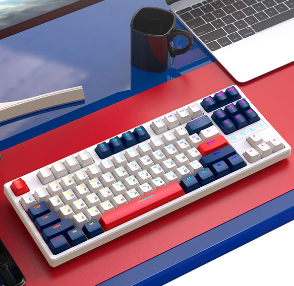 Клавиатура механическая русская Wolf K87 игровая с RGB подсветкой + Hot Swap проводная для компьютера ноутбука Gaming/game keyboard usb светящаяся