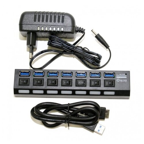 Хаб USB 5bites HB37-303PBK USB 7 ports Black