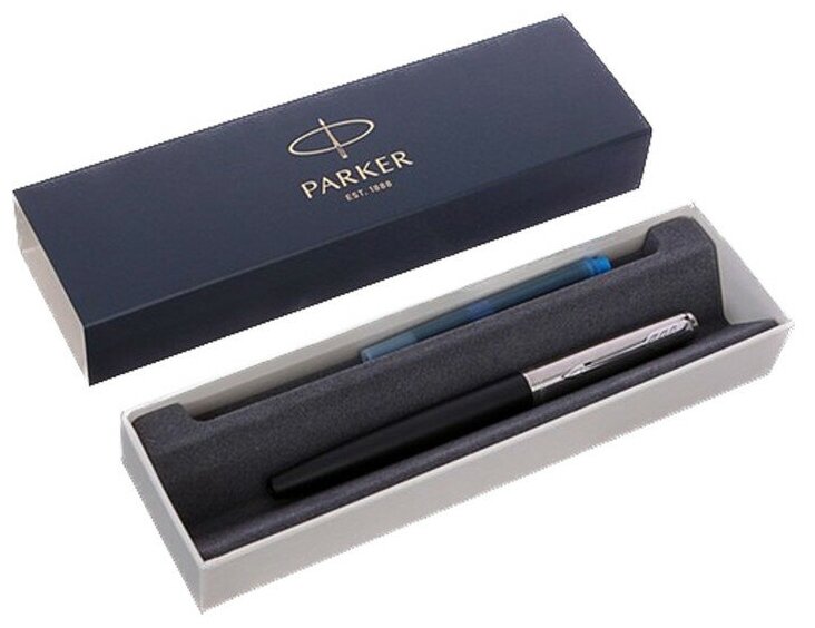 Ручка перьевая Parker Jotter Core F63 Bond Street Black CT M, корпус из нержавеющей стали, 1 шт.