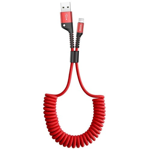 Кабель Baseus Fish Eye Spring USB - Lightning (CALSR), 1 м, 1 шт., red кабель usb lightning 1m 2a fish eye spring data cable baseus красный calsr 09