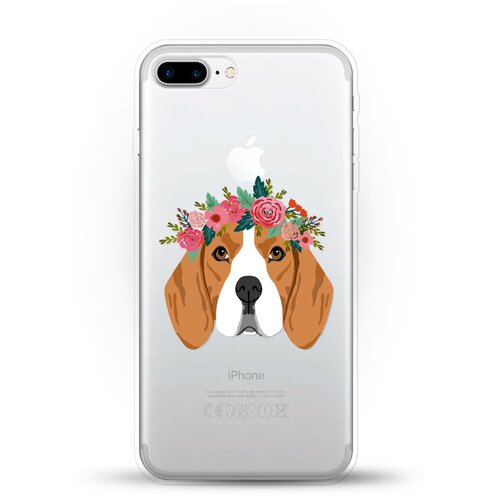 фото Силиконовый чехол бигль с цветами на apple iphone 7 plus andy & paul
