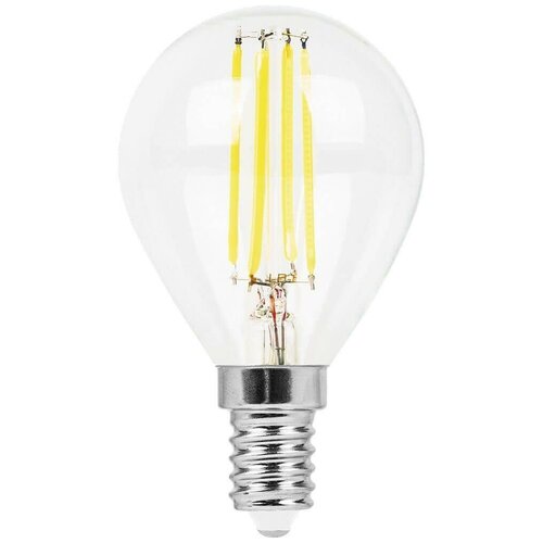 фото Feron лампа светодиодная филаментная feron e14 9w 2700k шар прозрачная lb-509 38001