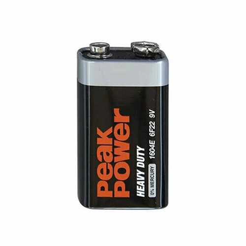 Безртутная солевая батарейка 9В 6f22 Peak Power Heave Duty 100 штук в упаковке
