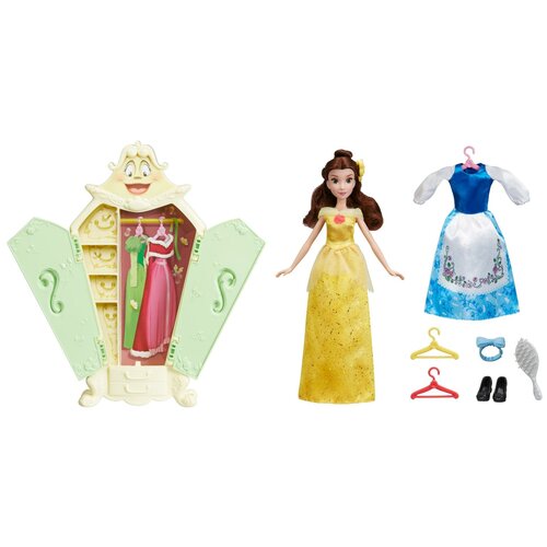 Кукла Hasbro Disney Princess Белль Модный гардероб, 28 см, E0075 hasbro toy disney princess aladdin basic characters jasmine princess girl pretend doll toy kids gifts