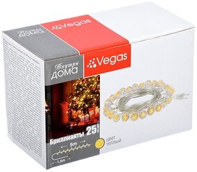 VEGAS Электрогирлянда "Бриллианты" 25 теплых LED ламп, прозрачный провод, 5 м, 220 v /20