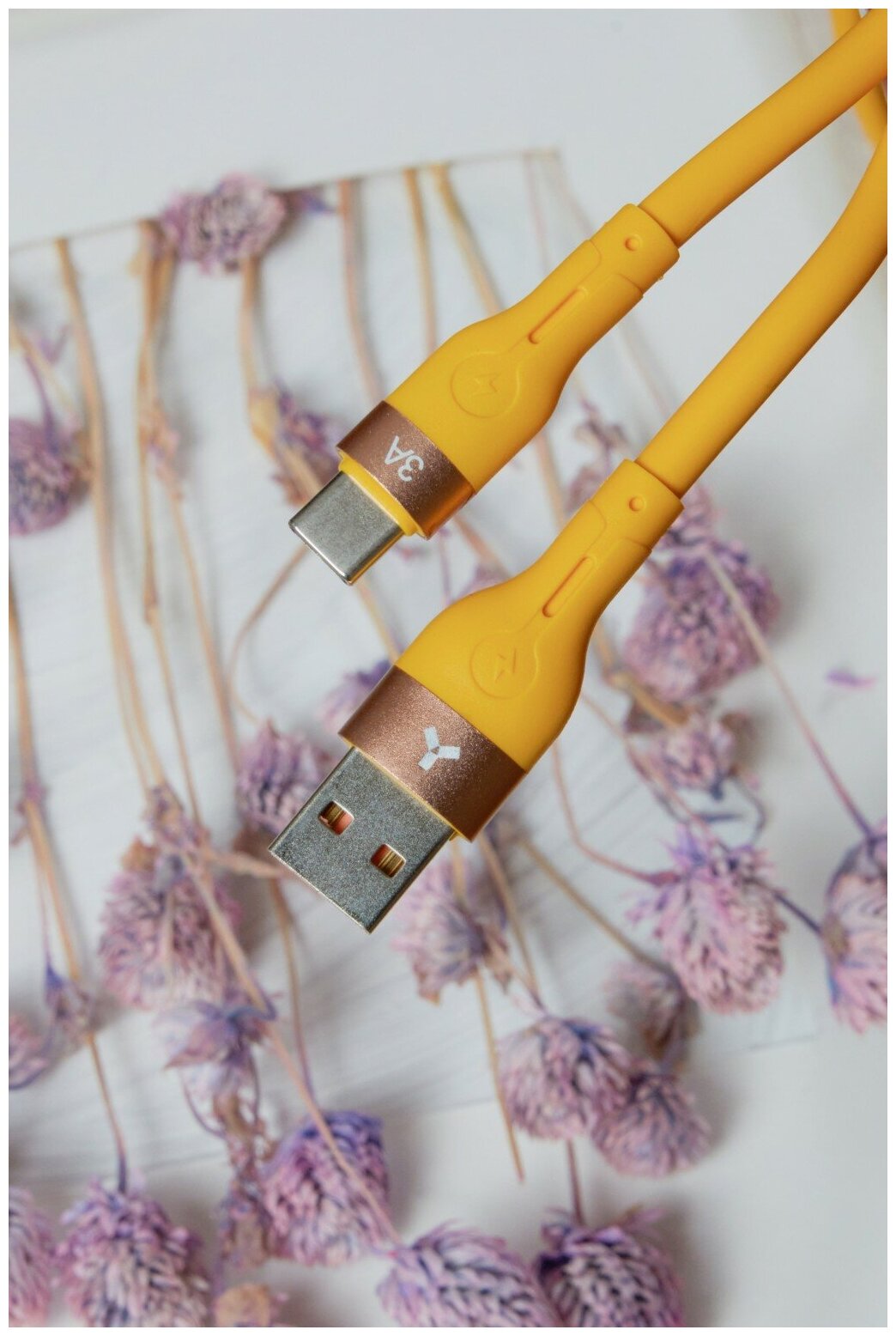 Кабель для быстрой зарядки Accesstyle USB Type-A - USB Type-C 30-S100 смартфонов, планшетов, ноутбуков, желтый — фото 1