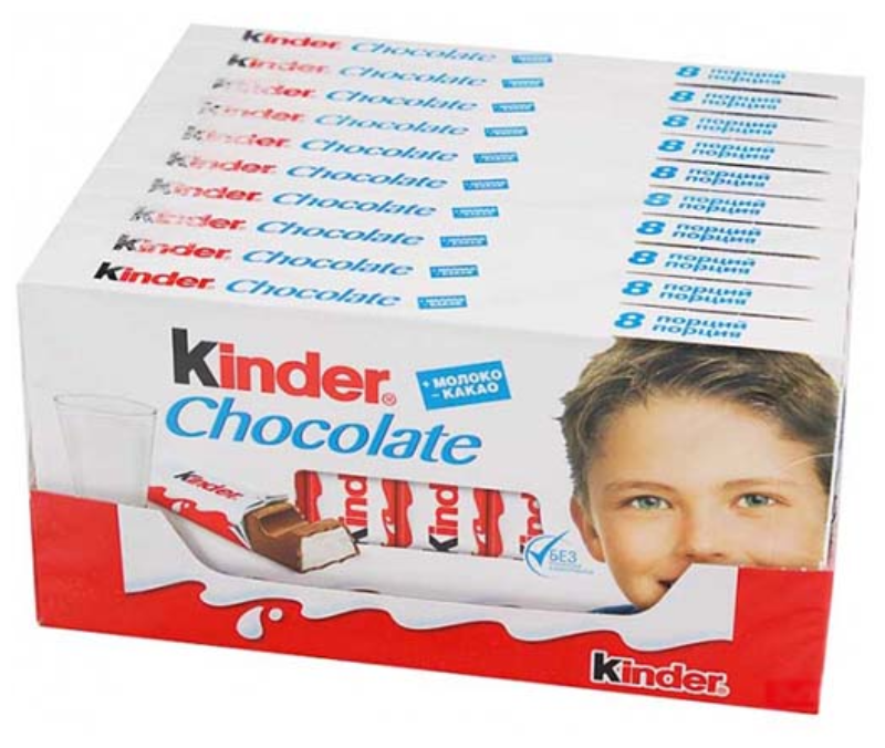 Шоколад Молочный Kinder Chocolate с молочной начинкой, порционный, 10 шт. по 100 г