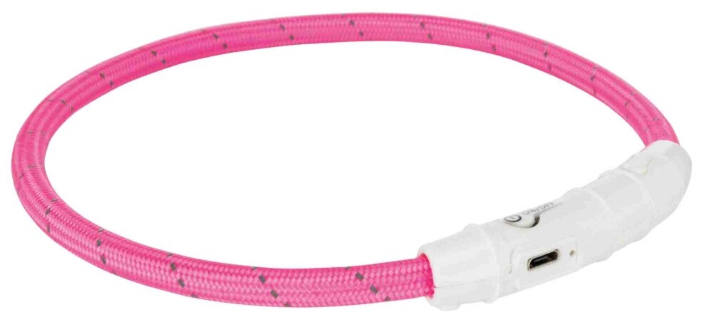 Мигающее кольцо для собак TRIXIE, USB, XS-S, 35 см, 7 мм, нейлон, розовый