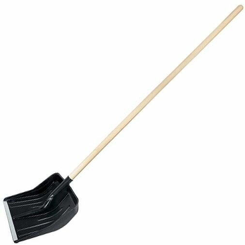 Лопата снеговая пластик металл. планка с деревянным черенком (ширина 500мм)