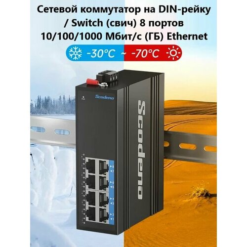 Сетевой коммутатор на DIN-рейку Switch свич 8 портов 101001000 Мбитс1 Гбс ГБ Ethernet Д 999700₽