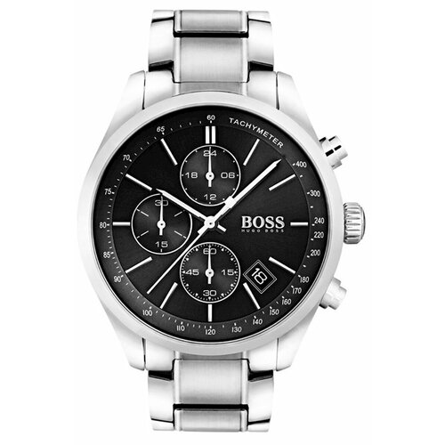 Наручные часы, серебряный, черный наручные часы hugo boss grand prix hb1513578