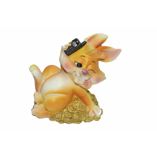 Копилка для денег. Заяц у Аппарата, цвет оранжевый 10 см. Символ года. С резиновым клапаном. Не разбивать. Вечная копилка.