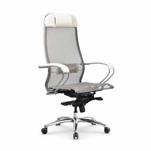 Кресло руководителя METTA Samurai S-1.04 MPES белый, экокожа/сетка / Компьютерное кресло для директора, начальника, менеджера