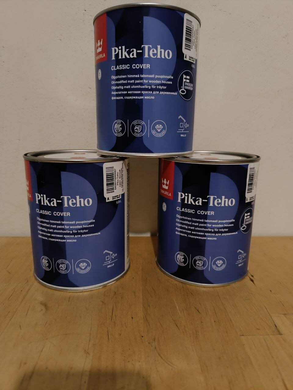 Краска акриловая Tikkurila Pika-Teho влагостойкая матовая белый 0.9 л 1.17 кг