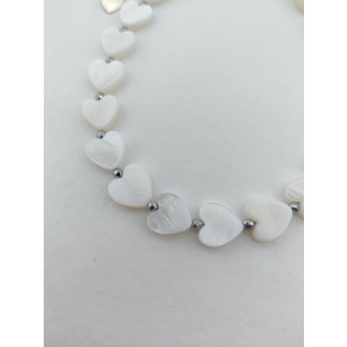 Браслет, гематит, 1 шт., размер 18 см, размер S, белый