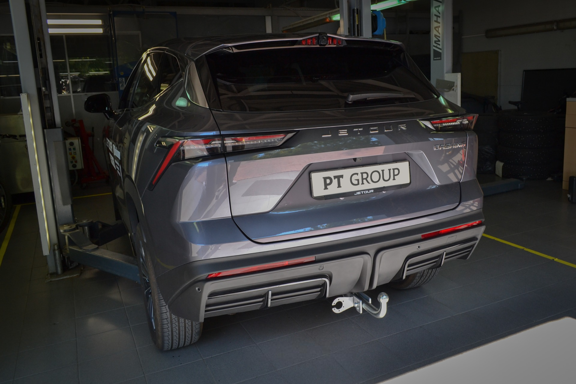 Фаркоп ТСУ PT Group, оцинкованный, для JETOUR Dashing с 2023-, Тип А, электрика с блоком и розеткой в комплекте — фото 1
