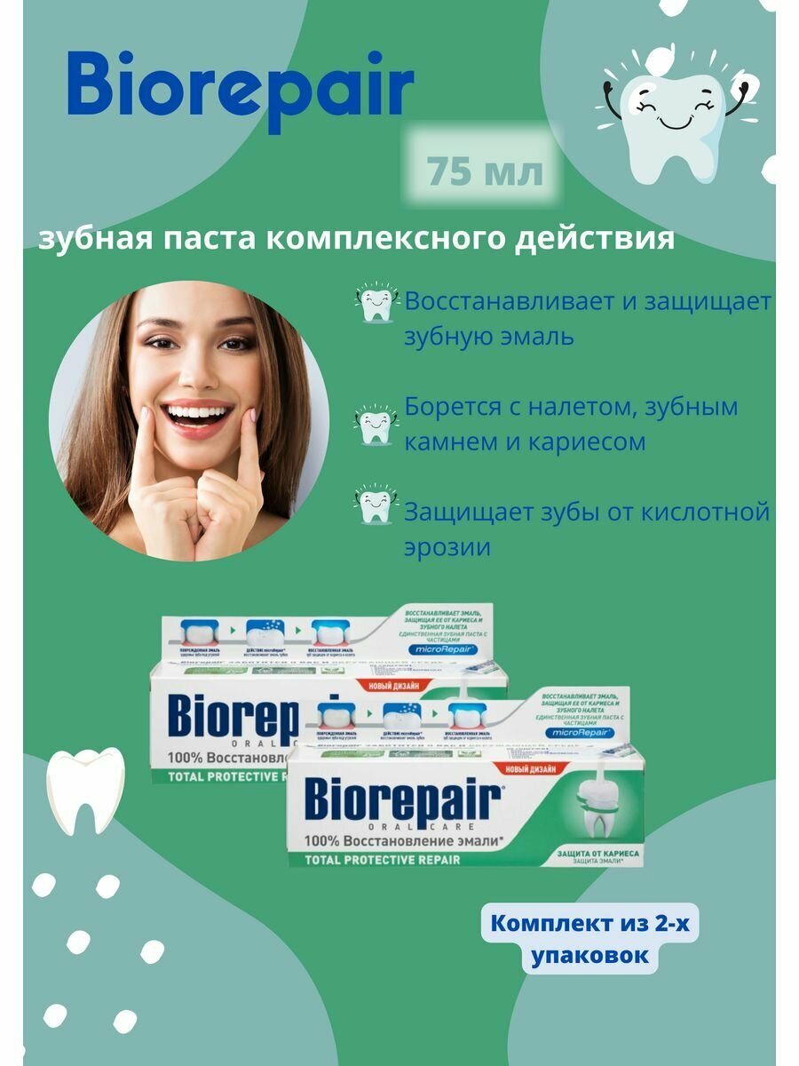 Зубная паста Biorepair® Total Protection Repair, для комплексной защиты зубов и десен, 75 мл