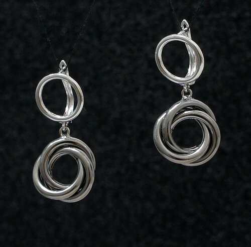 Комплект серег  Серьги кольца 35мм цвета титан, размер/диаметр 35 мм, серый, серебряный