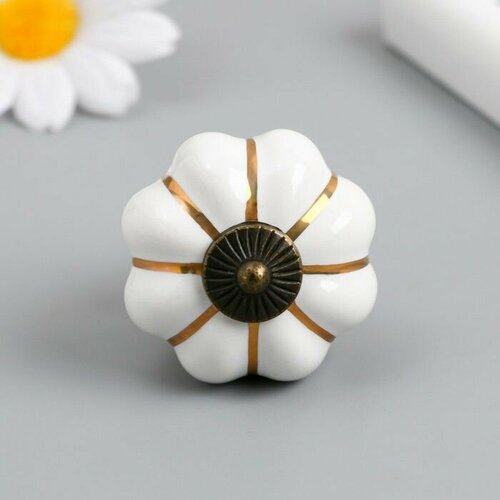 Ручка для шкатулки керамика металл Тыковка белая 4х4х4 см 1 шт 600₽