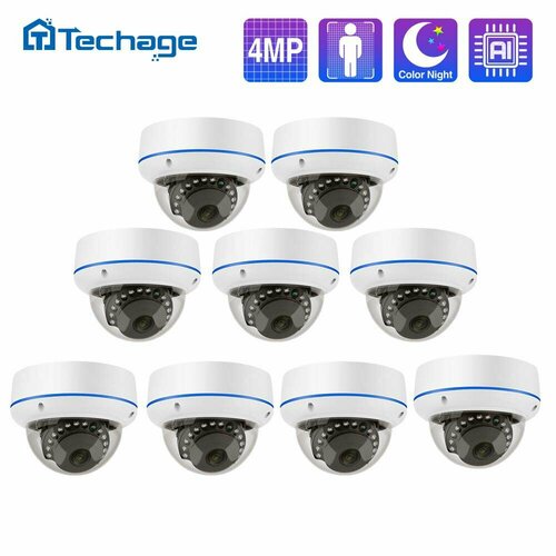 Ip камера видеонаблюдения 4 МП POE xmeye 9 штуки Купольная камера Тechage 27834₽