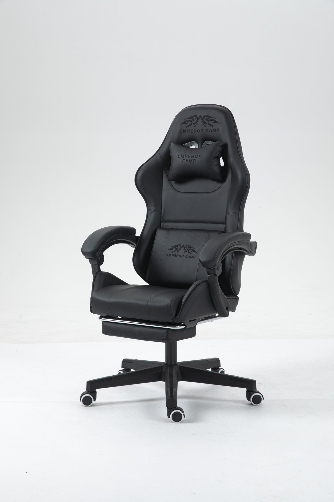 фото Игровое компьютерное кресло EMPEROR CAMP 925, Черно-белое с подставкой для ног