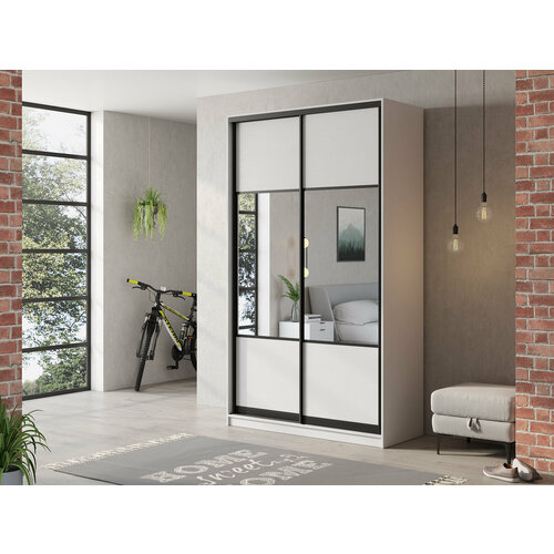 Шкаф купе для одежды Матэрна лофт белый комбинированный, 120х45х240 см