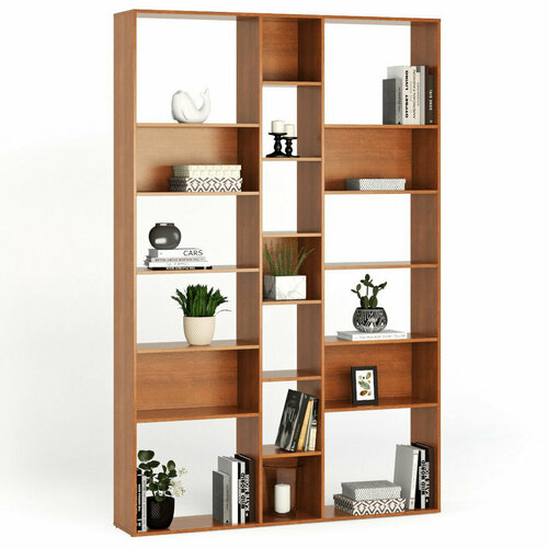 Стеллаж перегородка для зонирования комнаты 1546х296х2369 мм МагМебель №24 вишня