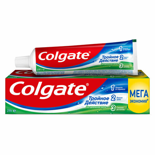 Зубная паста 150 мл COLGATE Натуральная мята, тройное действие, с фторидом, 6920354806926 упаковка 4 шт.