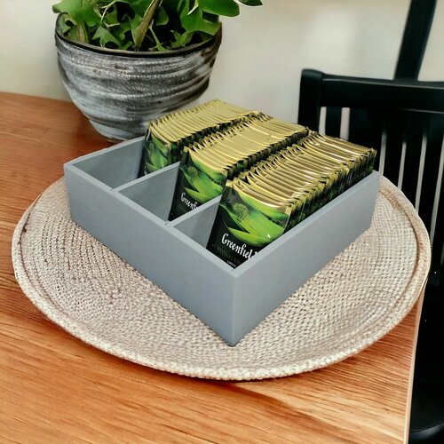 Подставка под чайные пакетики три отделения цвет серый 760₽