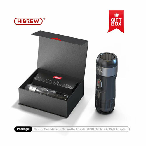 Портативная кофемашина HiBREW H4A черн с подарочной коробкойдля автомобиля и дома и Для поездок 60мл 5990₽