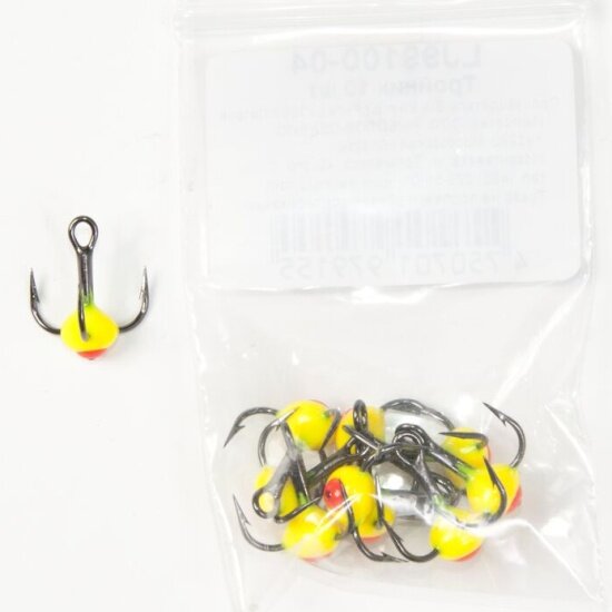 Крючок тройник Lucky John с каплейразмер 010  цвет 04