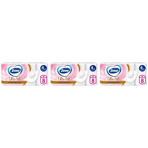 фото Туалетная бумага zewa ultra soft, 4 слоя, 8 рулонов, 3 упаковки