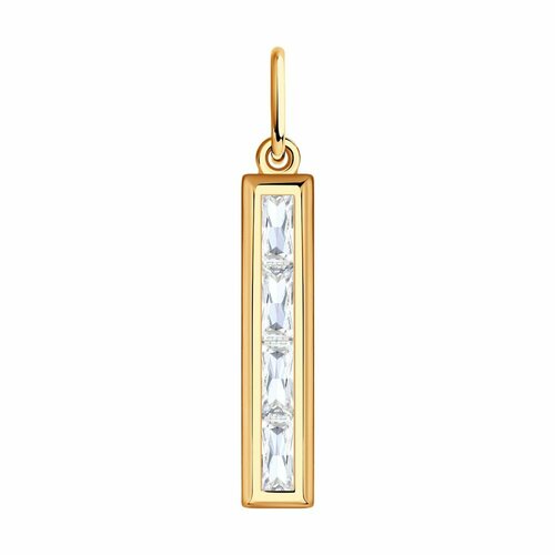 фото Подвеска diamant online, красное золото, 585 проба, фианит, размер 2.5 см., бесцветный