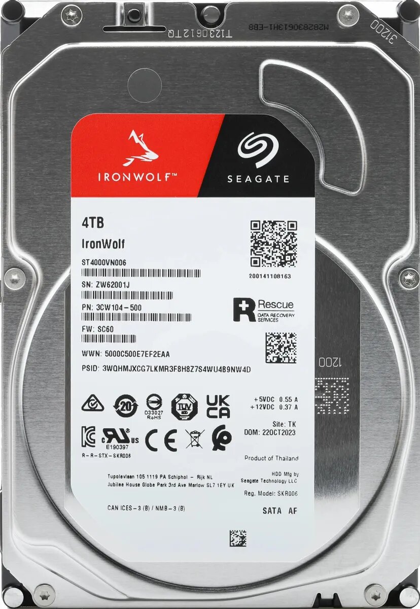 Жесткий диск SEAGATE IronWolf 4Тб 256 Мб 5400 об/мин 3,5"