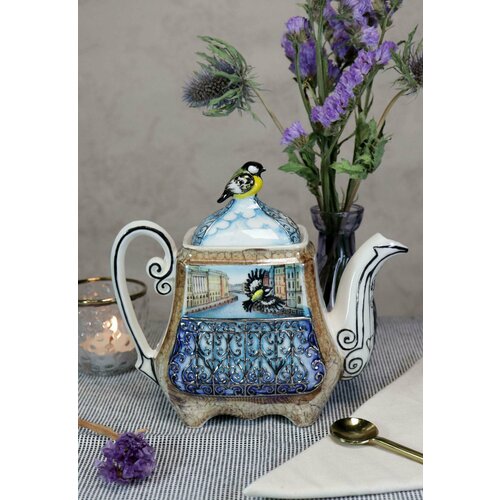 Чайник заварочный фарфоровый Городская романтика 650 мл синица 13840₽