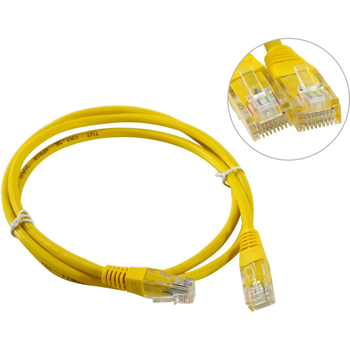 Патч-корд RJ45 - RJ45, 4 пары, UTP, категория 5е, 1 м, желтый, TWT TWT-45-45-1.0-YL - фото №1