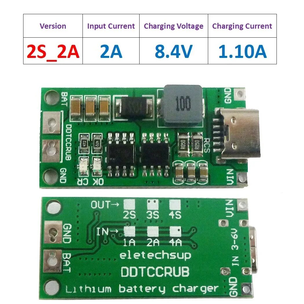 Зарядное устройство литиевых аккумуляторов 2S 2A