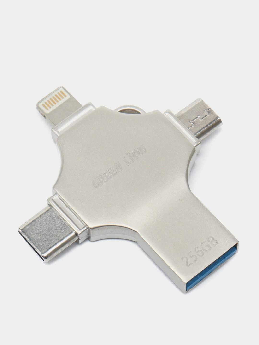 Универсальная флешка Green Lion 4-In-1 USB, 256 ГБ, 128 ГБ, Silver — фото 1