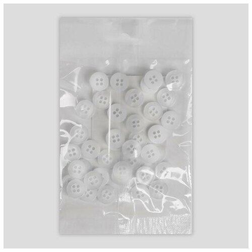 фото Набор пуговиц, 4 прокола, d = 11 мм, 36 шт, цвет белый qwen