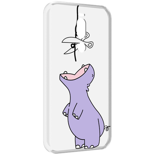 Чехол MyPads динозаврик-фиолетовый для Meizu X8 задняя-панель-накладка-бампер