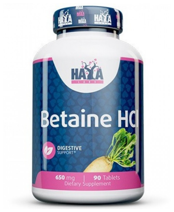 Таблетки HAYA LABS Betaine HCL, 650 мг, 90 шт.